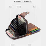 Black Men's Large Capacity Accordion Card Wallet - PU Leather Multi Card Holder with Magnetic Closure and Coin Pocket