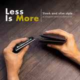 Black Slim RFID Blocking Aluminum Card Holder - Metal Wallet with Cash Strap Minimalist Card Case