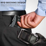 Black Slim RFID Blocking Aluminum Card Holder - Metal Wallet with Cash Strap Minimalist Card Case
