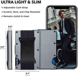 Black Slim RFID Blocking Aluminum Card Holder - Metal Wallet with Cash Strap Minimalist Card Case