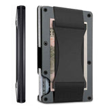 Dark grey Slim RFID Blocking Aluminum Card Holder - Metal Wallet with Cash Strap Minimalist Card Case