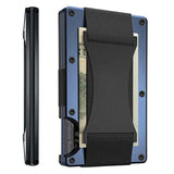Royal blue Slim RFID Blocking Aluminum Card Holder - Metal Wallet with Cash Strap Minimalist Card Case