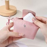 Green Mini Nylon Coin Purse with Wrist Strap - Compact Zipper Key Holder Pouch for Cards Lipstick and Earphones
