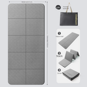 Grey Foldable Yoga Mat - Portable Thick Non-Slip Fitness Exercise Mat for Home Gym and Travel