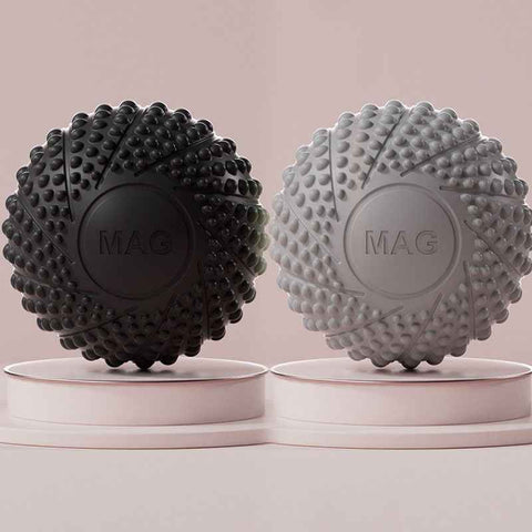 2-Pack Black and grey Spiky Fascia Massage Balls - Portable TPE Foot Arch Muscle Relaxer for Yoga Recovery Trigger Point Therapy