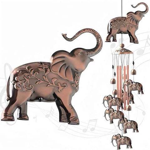 Elephant Retro Metal Wind Chime - Large Hanging Bell Ornament for Balcony Garden Courtyard Decoration