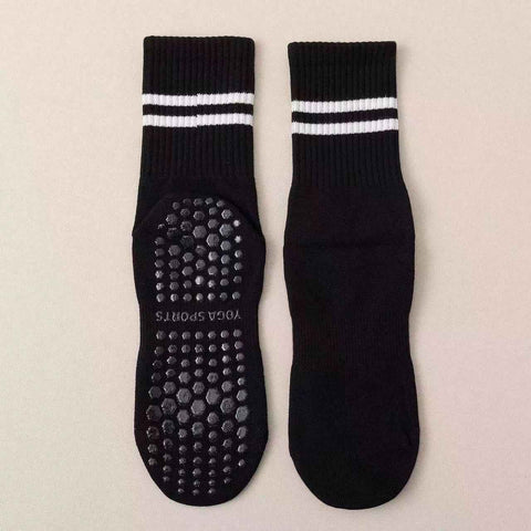 3-Pack Black Anti-Slip Yoga Socks - Grippy Non-Slip Pilates Dance Fitness Socks for Women