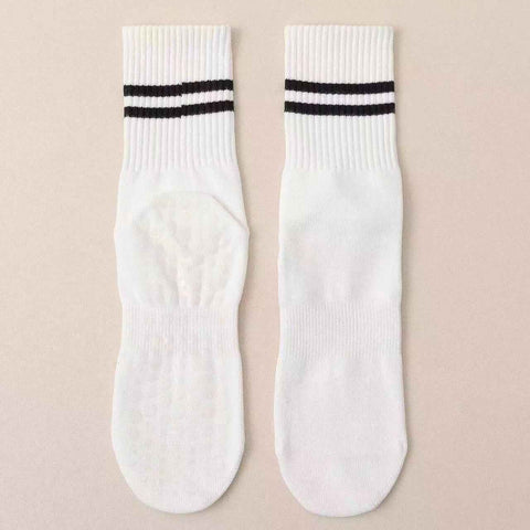 3-Pack White Anti-Slip Yoga Socks - Grippy Non-Slip Pilates Dance Fitness Socks for Women