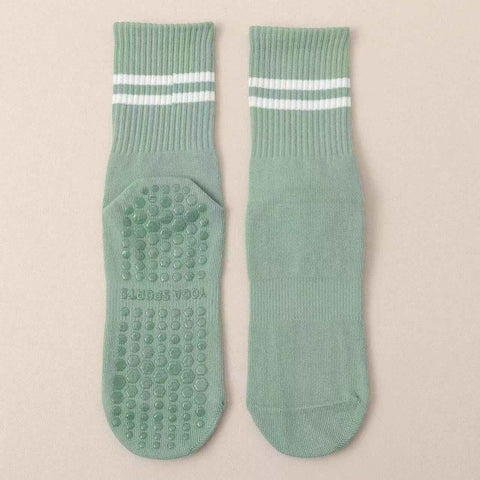 3-Pack Green Anti-Slip Yoga Socks - Grippy Non-Slip Pilates Dance Fitness Socks for Women
