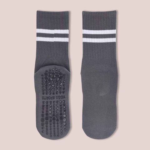 3-Pack Dark grey Anti-Slip Yoga Socks - Grippy Non-Slip Pilates Dance Fitness Socks for Women