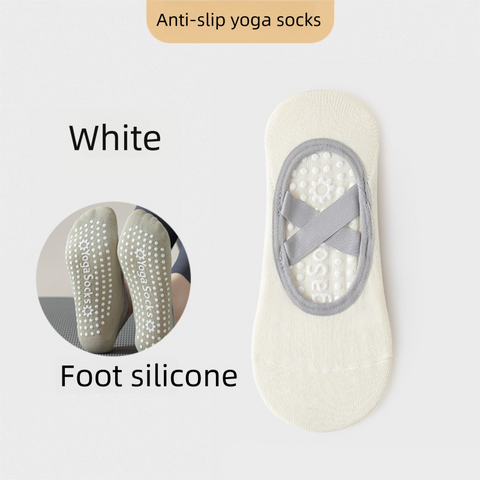 3-Pack White Anti-Slip Yoga Socks - Grippy Pilates Dance Fitness Socks with Silicone Grip for Women