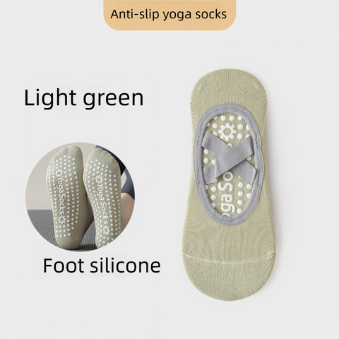 3-Pack Light green Anti-Slip Yoga Socks - Grippy Pilates Dance Fitness Socks with Silicone Grip for Women