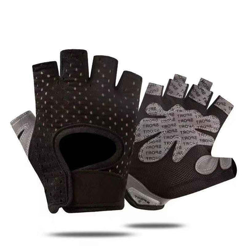 Black Half Finger Fitness Gloves - Anti-Slip Breathable Gym Training Gloves for Weightlifting Cycling(Size:S)