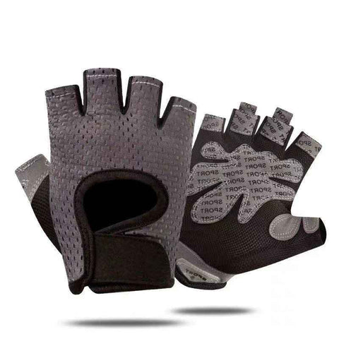 Grey Half Finger Fitness Gloves - Anti-Slip Breathable Gym Training Gloves for Weightlifting Cycling(Size:XL)