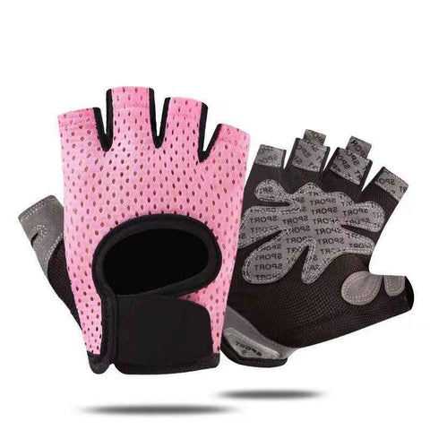 Pink Half Finger Fitness Gloves - Anti-Slip Breathable Gym Training Gloves for Weightlifting Cycling(Size:M)