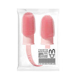 5-Pack Pink Double Finger Pet Toothbrush - Soft TPR Dog Cat Dental Finger Brush Set