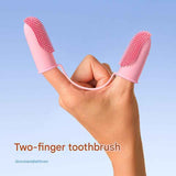 5-Pack Pink Double Finger Pet Toothbrush - Soft TPR Dog Cat Dental Finger Brush Set