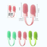 5-Pack Pink Double Finger Pet Toothbrush - Soft TPR Dog Cat Dental Finger Brush Set
