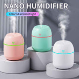 Pink Mini USB Humidifier Large Mist - Desktop Ultrasonic Air Humidifier with Colorful LED Light