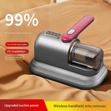 Green Wireless Mite Vacuum Cleaner with UV Light - High Suction Handheld Bed Dust Mite Remover