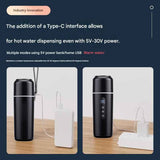 White Portable Car Electric Kettle 12V/24V Universal USB Travel Water Boiler 500ml 316 Stainless Steel Smart Temperature Control