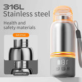 Green Portable Constant Temperature Electric Water Cup 450ml 100W Rechargeable Baby Formula Maker with 316 Stainless Steel