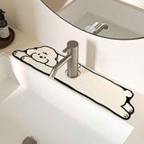2-Piece Faucet Draining Mat Set Absorbent Sink Splash Guard Quick Dry Counter Mat 10x61cm(Milk-Loving Dog)