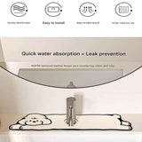 2-Piece Faucet Draining Mat Set Absorbent Sink Splash Guard Quick Dry Counter Mat 10x61cm(Milk-Loving Dog)