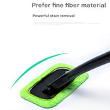 3-Piece Green Car Windshield Cleaning Brush Set Microfiber Defogging Wiper Tool Window Glass Cleaner