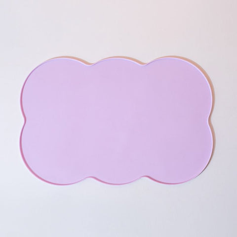 3-Piece Purple Silicone Placemat Set Cloud Shape Non-Slip Heat Resistant Kids Dining Mat