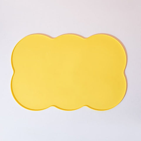 3-Piece Yellow Silicone Placemat Set Cloud Shape Non-Slip Heat Resistant Kids Dining Mat