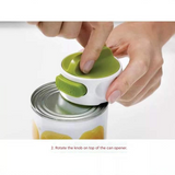 Green Manual Rotary Can Opener - Compact ABS Plastic & Stainless Steel - Smooth Edge Cutting, Easy Twist Operation, Space Saving Kitchen Gadget for Home and Travel
