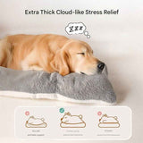 Grey Large Plush Dog Bed - Extra Thick Winter Warmth, Machine Washable & Non-Slip Pet Mat for Large Dogs (60cm)