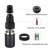 3-in-1 Beer Bottle Insulated Tumbler and Can Cooler with Bottle Opener – Double Wall Stainless Steel Soda Can Insulator & Holder for Car Outdoor Beverage Storage, 12oz Silver