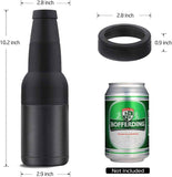 3-in-1 Beer Bottle Insulated Tumbler and Can Cooler with Bottle Opener – Double Wall Stainless Steel Soda Can Insulator & Holder for Car Outdoor Beverage Storage, 12oz Silver