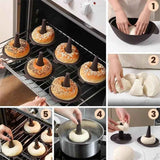 Silicone Donut Baking Mould for Homemade Baking - Heat Range -30℃ to 230℃, Non Stick Pastry Pans with Perforated Base & Cone Centre (5pcs Coffee)
