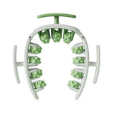 Green and White Multifunctional Ring Massage Roller with Detachable Handles - Dual Row 11 Wheel Manual Massager for Full Body Muscle Relief, 180 Degree Flexible Adjustable Width