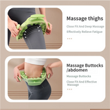 Green and White Multifunctional Ring Massage Roller with Detachable Handles - Dual Row 11 Wheel Manual Massager for Full Body Muscle Relief, 180 Degree Flexible Adjustable Width
