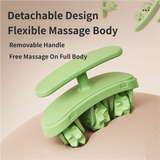 Green and White Multifunctional Ring Massage Roller with Detachable Handles - Dual Row 11 Wheel Manual Massager for Full Body Muscle Relief, 180 Degree Flexible Adjustable Width