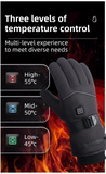 Winter 3 Level Intelligent Heated Gloves with Touchscreen Fingertip - Waterproof Thermal Gloves for Skiing & Outdoor Sports, 360° All-Finger + Hand's Back Large Heating Coverage (Battery Operated)