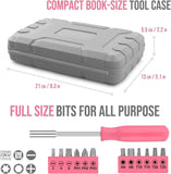 24-Piece Pink Multifunctional Home Tool Kit for Women - Compact Mini Starter Hardware Set with Hammer, Pliers, Screwdrivers - Portable Household Hand Tools for DIY Assembly & Gift Giving