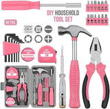 24-Piece Yellow Multifunctional Home Tool Kit for Women - Compact Mini Starter Hardware Set with Hammer, Pliers, Screwdrivers - Portable Household Hand Tools for DIY Assembly & Gift Giving