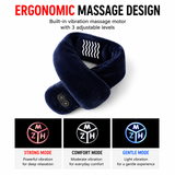 Dark Blue Plush USB Heated Massage Neck Scarf with 3 Temp & 3 Vibration Massage Modes - Washable Winter Neck Warmer, Built-in Power Bank Zippered Storage Bag for Men and Women