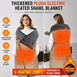 Grey Wearable Heated Blanket Shawl for Women - USB Powered Electric Heating Wrap with 6 Carbon Fiber Heating Zones, 3 Temp Levels and Washable Multi Use Design