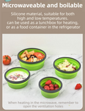 4 Piece Blue and Grey Silicone Collapsible Food Storage Container Set - Microwave Safe Foldable Lunch Box Set with Leakproof Clip Lock Lid & 4 Sizes 350/500/800/1200ML for Meal Prep Picnic Travel and Fridge Storage