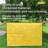 2-in-1 Foldable 145 x 200CM Outdoor Picnic Mat and Storage Handled Bag with Yellow Sunflower Pattern & 4 Ground Stakes - Portable Waterproof Camping Blanket Travel Picnic Rug for 3-4 People Outdoor use