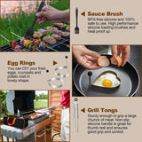 14PCS Stainless Steel BBQ Griddle Tool Kit with Carry Bag, Flat Top Grill Accessories Set for Blackstone and Camp Chef - 4 Grill Spatulas, Tong, Scraper, 2 Oil Bottles and Heart / Round Egg Rings for Outdoor Barbecue