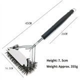 3-Row Heavy Duty BBQ Wire Grill Cleaning Brush with Scraper, Barbecue Grill Grate Cleaner for Gas Charcoal Smokers and Outdoor BBQ Use