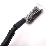 BBQ Grill Cleaning Brush with 3-Row Stainless Steel Wire Bristles, Detachable Handle and Scraper - Heavy Duty BBQ Cleaning Tool for Grill Grates, Smokers and Outdoor Barbecue Use