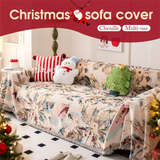 180 x 340 CM Christmas Jacquard Chenille Sofa Cover Throw Blanket with Tassel Fringe (Style 1), Elegant Festive Couch Protector Slipcover for Holiday Home Decor and Multi-Purpose Use